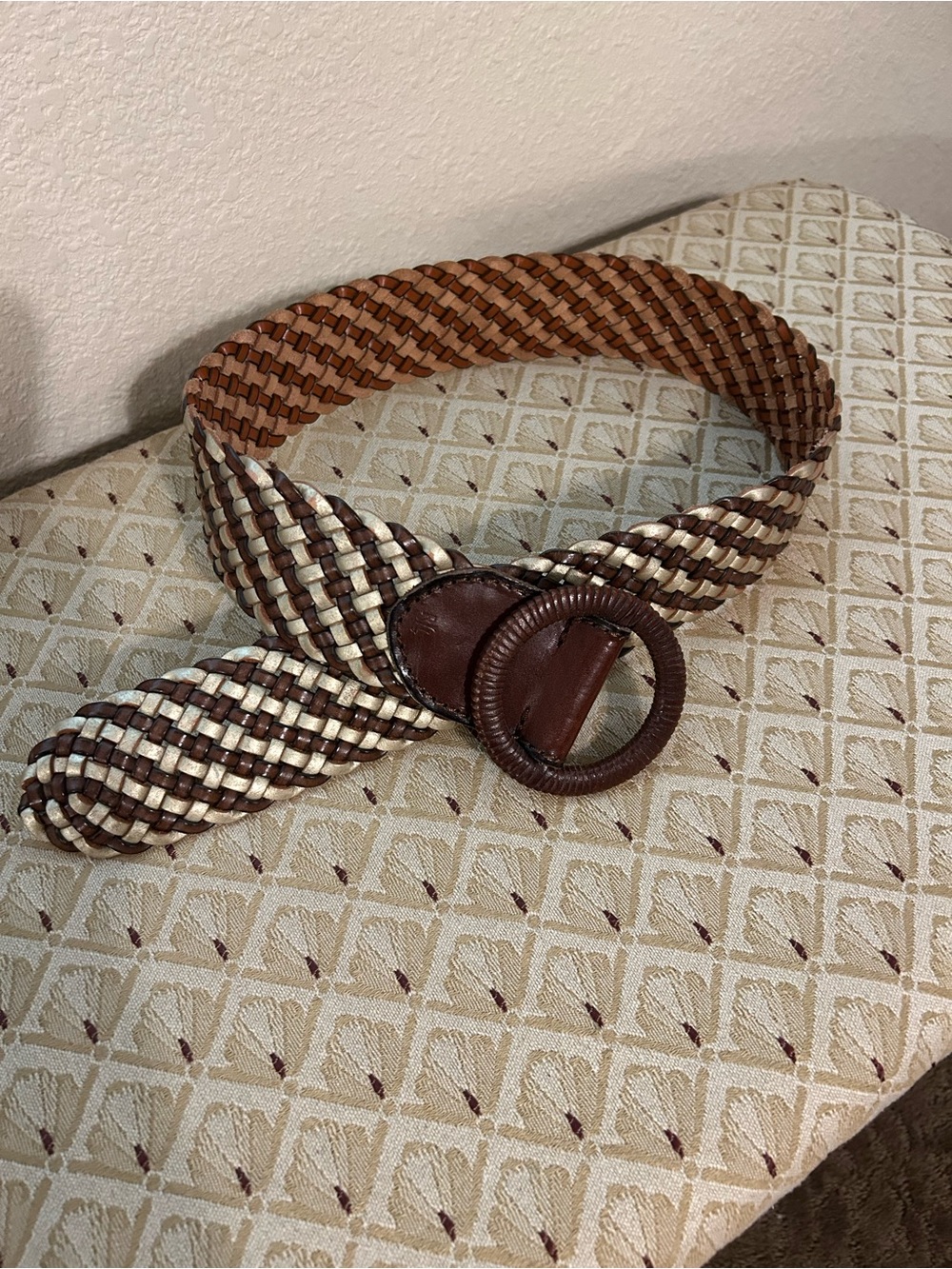 Ralph Lauren brown and gold braided wide belt
